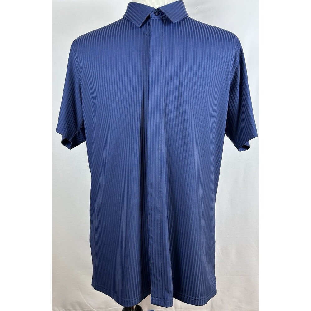Performance Polo Shirt Men’s Large Anti-UV 4-Way Stretch Super-Soft Touch Blue